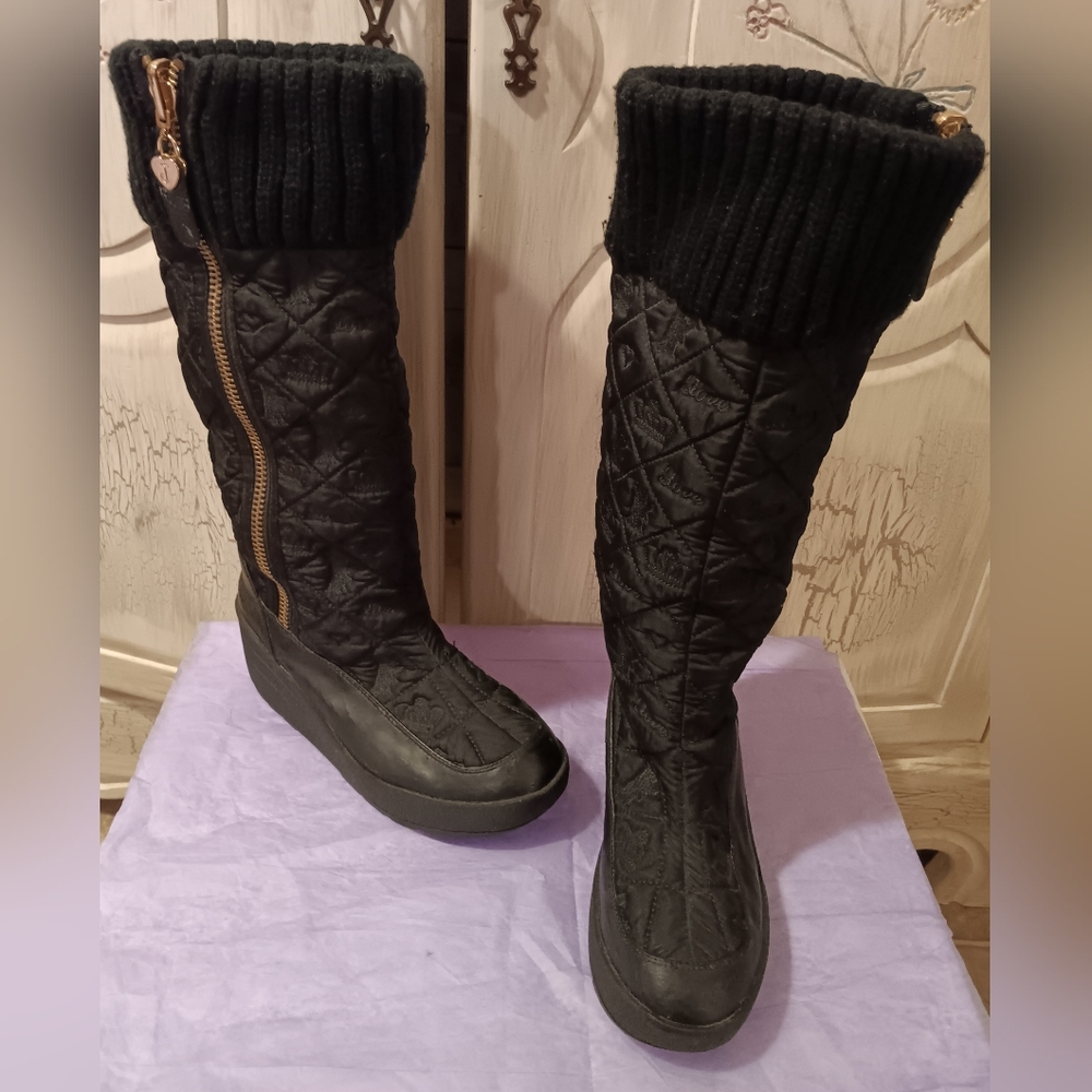 Juicy Couture Vintage Tall Black Quilted Boots